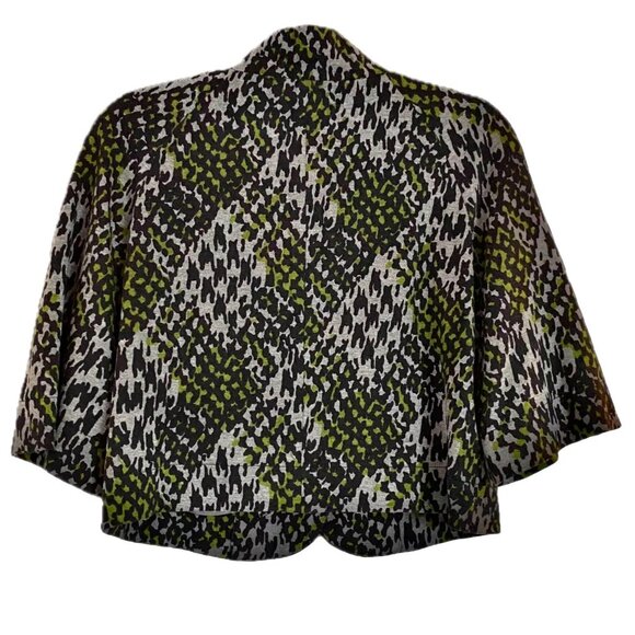 Trina Turk Stylish Cropped Jacket Trending Patchwork Pattern 3/4 Sleeves Sz 4 - Picture 5 of 11